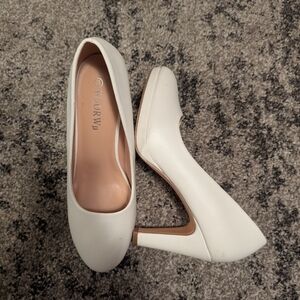 Dream Pairs White Heels Pointed Toe Minimalist